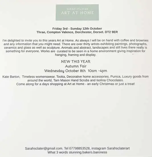 Information about Art at Homes 2025 with Sarah Sclater